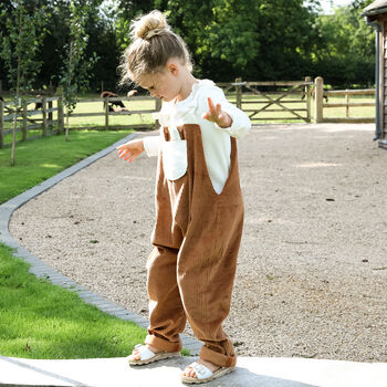 Handmade Childrens Corduroy Fawn Dungarees, 10 of 12