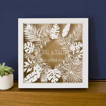 Personalised First Anniversary Tropical Paper Cut, 3 of 9