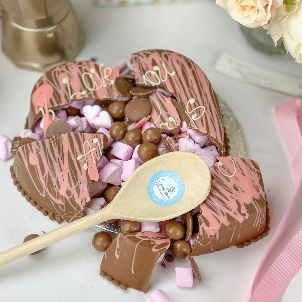 Pink Belgian Chocolate Smash Heart By Sweet Trees | notonthehighstreet.com