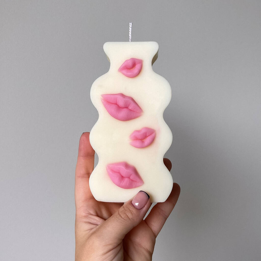 Scented Soy Wax Lips Sculpture Pillar Candle Gift By Elysian Candles
