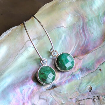 Emerald Sterling Silver Drop Earrings, 4 of 6