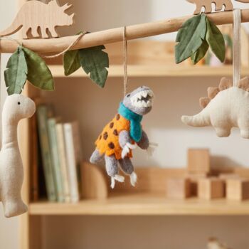 Handmade Felt Dino Mite Dinosaur Hanging Decoration, 2 of 4