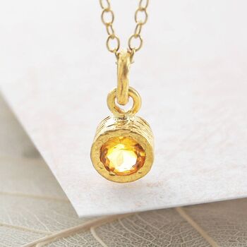 Citrine Rose Gold Plated Silver November Birthstone Necklace, 2 of 10