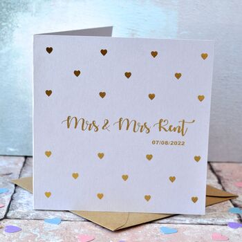 Personalised Gold Foiled Heart Wedding Card, 2 of 4