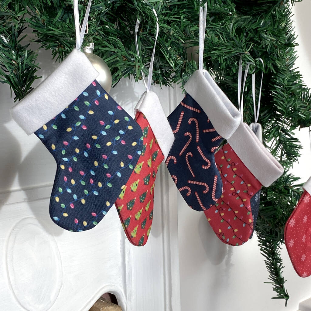 Patterned Mini Stockings, Eco Friendly Christmas Decor By MBT Studio ...