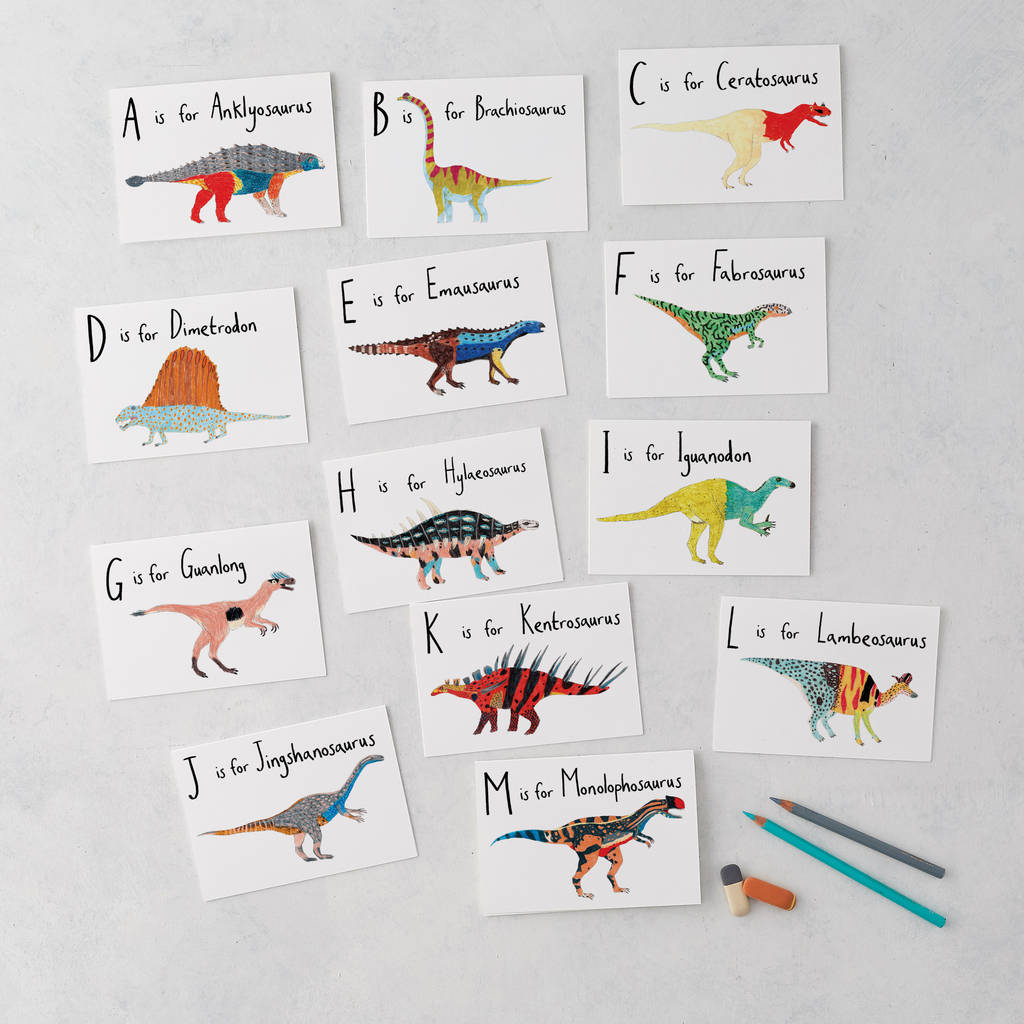 A To Z Alphabet Dinosaurs Greeting Cards, 1 of 4