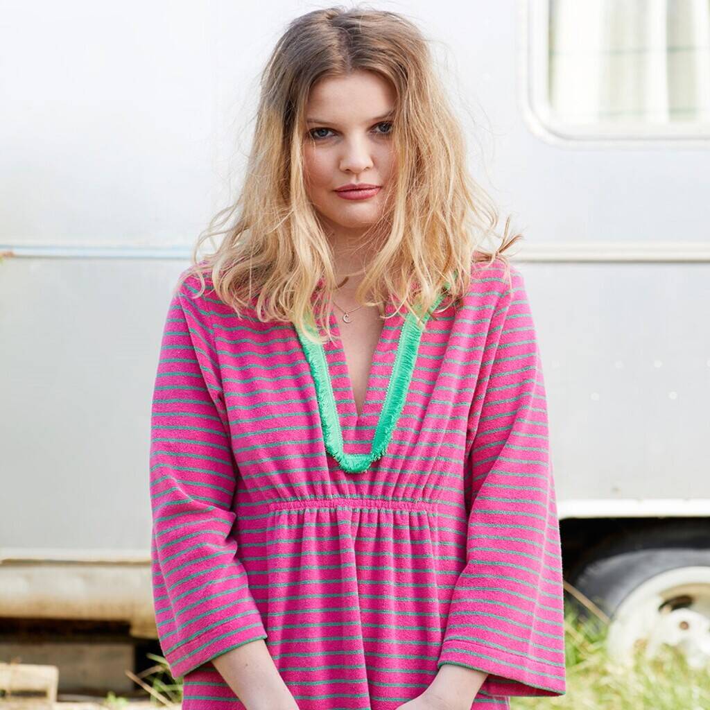 The Immy Tunic Fuchsia/Apple Towelling Beach Cover Up, 1 of 2