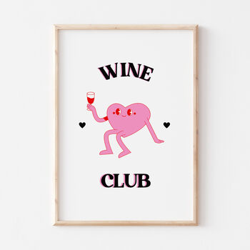 Retro Cartoon Funny Wine Club Wall Print, 5 of 6