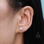 Sterling Silver Opal Cz Oval Halo Stud Earrings, thumbnail 6 of 10