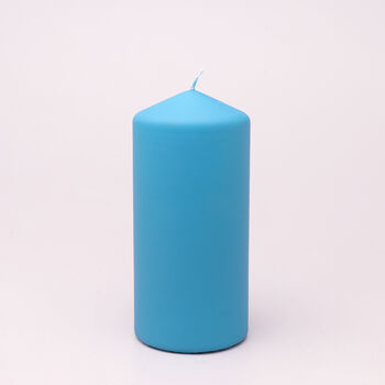 G Decor Henry Velvet Matt Powder Blue Pillar Candles, 3 of 7