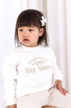 'Promoted To Big Sister' Embroidered Bow Pregnancy Announcement Sweatshirt Jumper, 2 of 7
