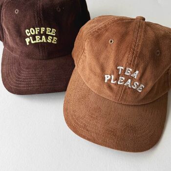 Tea Please Slogan Cord Cap, 5 of 5