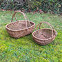 Medium And Large Willow Wicker Garden Trug Basket Set, thumbnail 1 of 7