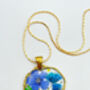 Pendant Necklace With Blue Flowers In Silver Or Gold, thumbnail 4 of 10