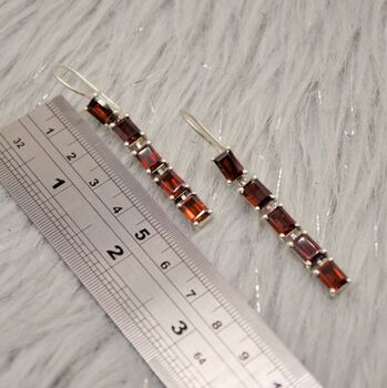 Red Garnet Drop Silver Earrings, 6 of 9