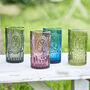 Vivali Colourful Embossed Highball Glass Tumblers, thumbnail 1 of 4