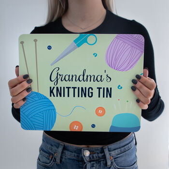 Personalised Knitting Xl Storage Tin, 2 of 8