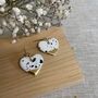 Black And White Ceramic Heart Earrings 22k Gold Lustre, thumbnail 1 of 7