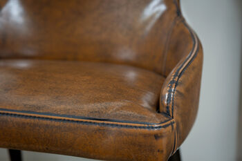 Vintage Faux Brown Leather Dining Chair, 10 of 12
