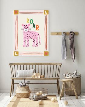 Roar Leapord Nursery Art Print, 3 of 4