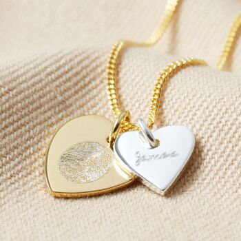 Personalised Fingerprint Sterling Double Heart Necklace, 5 of 10
