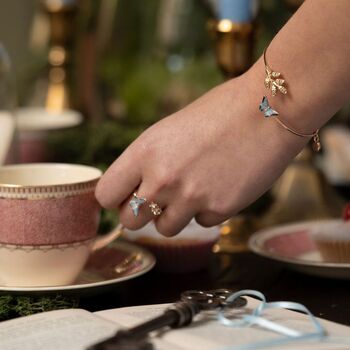 Enamel Blue Butterfly Bangle, 4 of 7