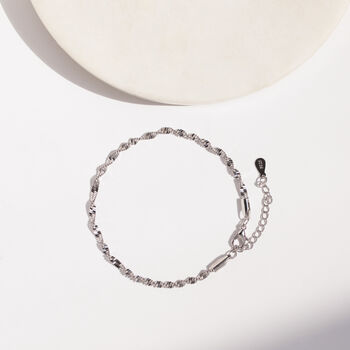 Delicate Twisted Silver Plated Spiral Chain Bracelet, 2 of 4