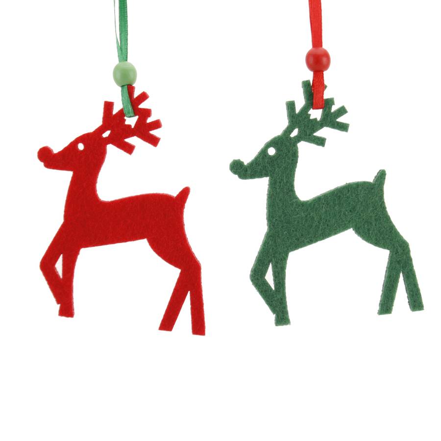 felt reindeer  christmas  tree decorations  by the christmas  