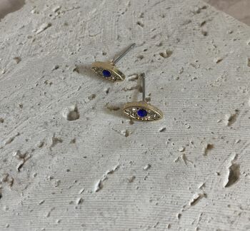 Small Gold Evil Eye Studs, 5 of 7