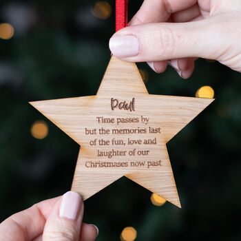 Personalised Wooden Christmas Star Memorial Bauble, 3 of 7