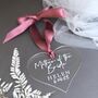 Personalised Team Bride Acrylic Hanger Heart Charm, thumbnail 1 of 11