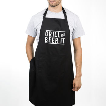 'Grill And Beer It' Bbq Men's Apron, 5 of 7
