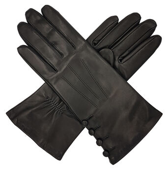Kate. Women's Silk Lined Button Leather Gloves, 4 of 11
