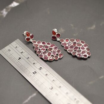 Red Ruby Sterling Silver Earrings, 6 of 10