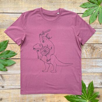 Bear Riding Dinosaur Men's Organic T Shirt, 4 of 8