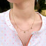 Waterproof Gold Plated Necklace With Charms And Pink Colour Stones, thumbnail 1 of 3