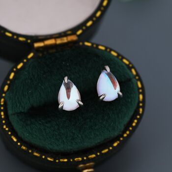Sterling Silver Droplet Moonstone Stud Earrings, 3 of 12