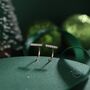 Sterling Silver Cz Bar Huggie Hoop Earrings, thumbnail 2 of 12
