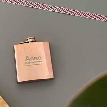 Personalised Rose Gold Hip Flask, 2 of 5