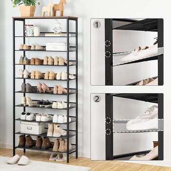10 Tier Shoe Rack Shoe Storage Organizer Shelves, 6 of 9