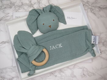 Personalised Bunny Comforter And Teether, 2 of 4