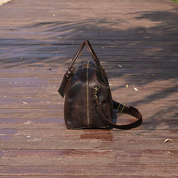 Genuine Leather Worn Look Weekend Bag, 9 of 12