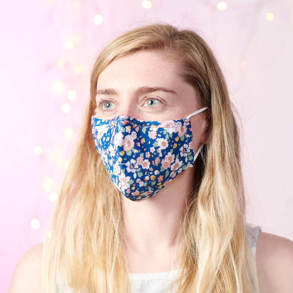 Floral Cotton Adults Face Mask With Filter, 1 of 4
