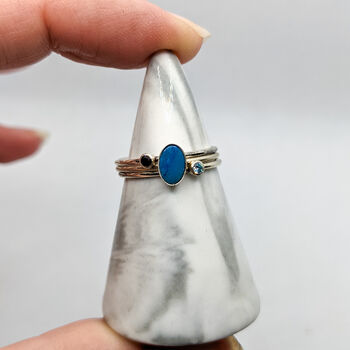 Genuine Blue Opal Stacking Ring Set, 2 of 3