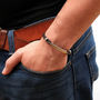 Personalised Men's Slim Leather Identity Bracelet, thumbnail 6 of 9