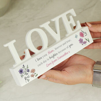 Personalised Wild Flowers Love Wooden Ornament Gift For Her, 5 of 5