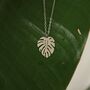 Silver Monstera Leaf Pendant Necklace, thumbnail 2 of 6