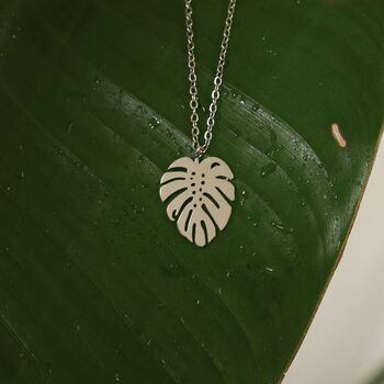 Silver Monstera Leaf Pendant Necklace, 2 of 6