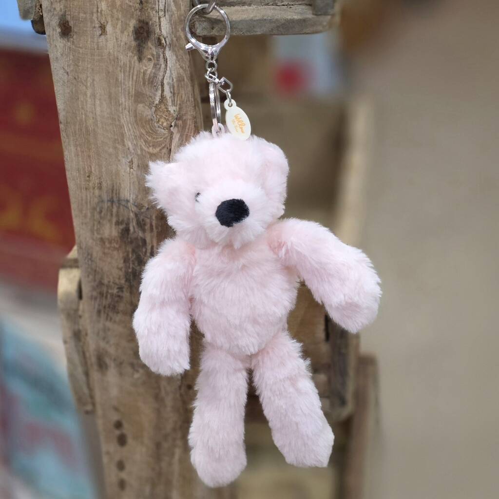 Willow The Plush Light Pink Teddy Bear Keyring, 1 of 2