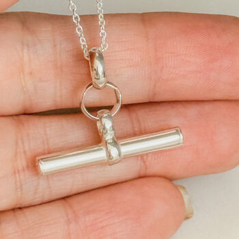 Sterling Silver Chunky T Bar Necklace, 2 of 4